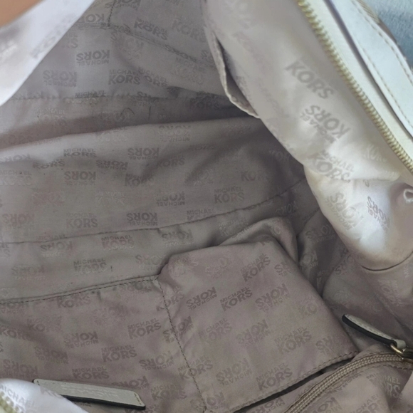 Michael Kors Handbag Bedford Women Medium Logo Satchel Jacquard Beige - Picture 12 of 14